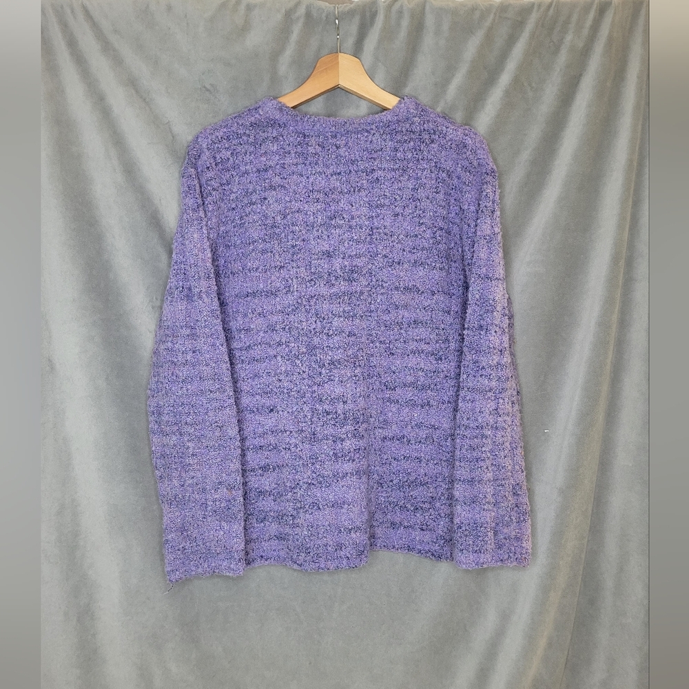 Alps Fuzzy Knit Cardigan Sweater Large Periwinkle Purple Cozy Chunky Wool Blend - Picture 6 of 10